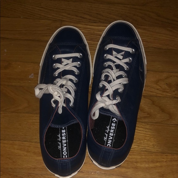 Blue  Leather Converse - Picture 2 of 4